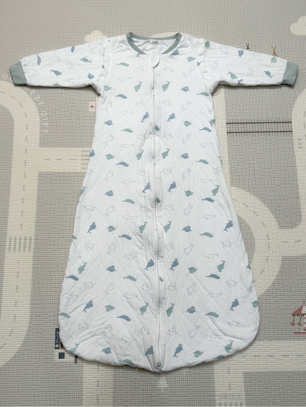 Nest Designs Organic Cotton Sleep Bag 1.0 TOG L/100 12-24M Beluga Whale